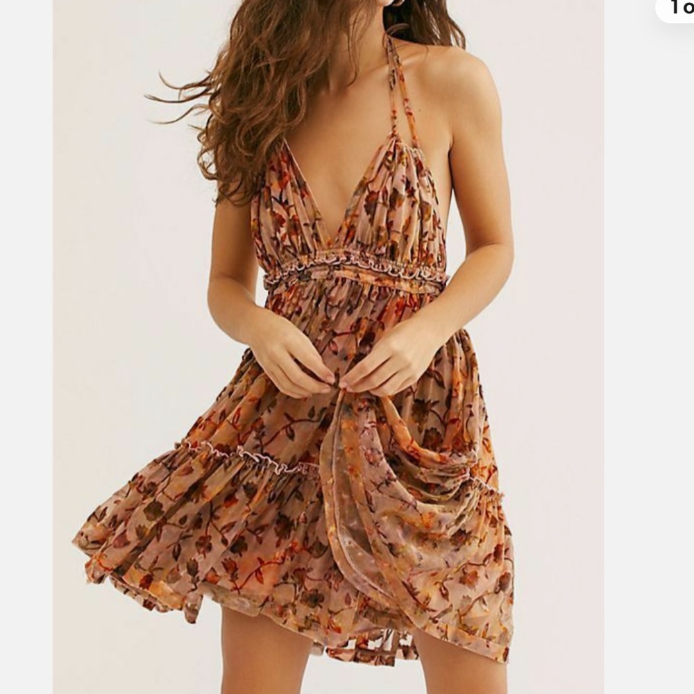 Free People Mini Strappy Velvet Dress